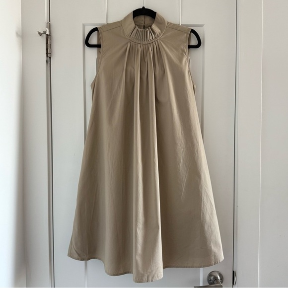 Banana Republic tan cotton poplin sleeveless turtleneck trapeze dress - Small - Picture 2 of 7